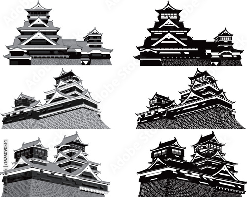 熊本城の大天守と小天守のセット