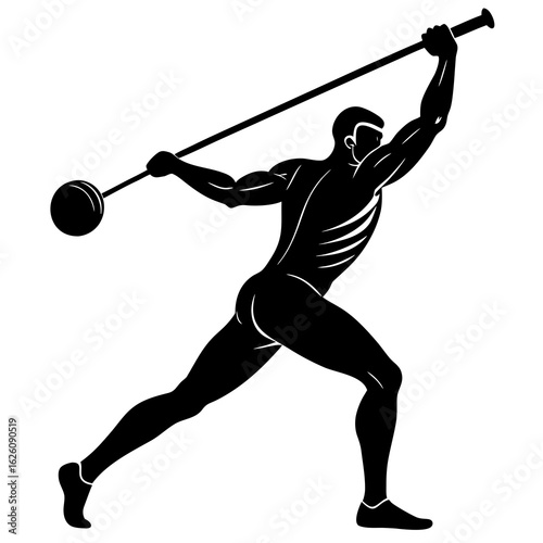 Hammer Thrower Silhouette Black Vector athlete sports