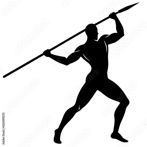 Javelin thrower silhouette black vector athlete