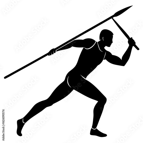 Javelin thrower silhouette black vector athlete
