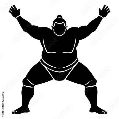 Sumo wrestler black silhouette vector white background