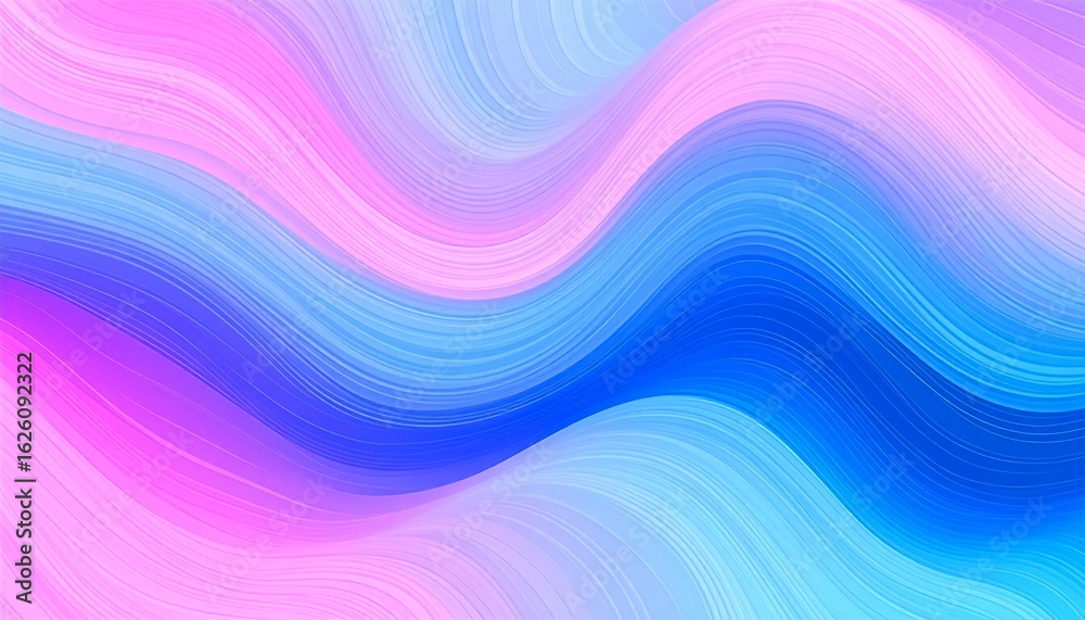 Obraz premium Luminous Ribbons of Pink and Blue in a Dynamic Wavy Flow