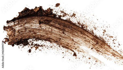 A textured smear of dark brown substance