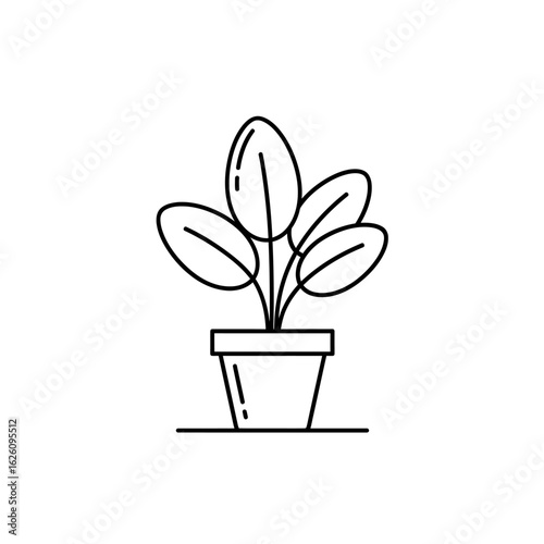 Minimalist Potted Plant Line Art Icon