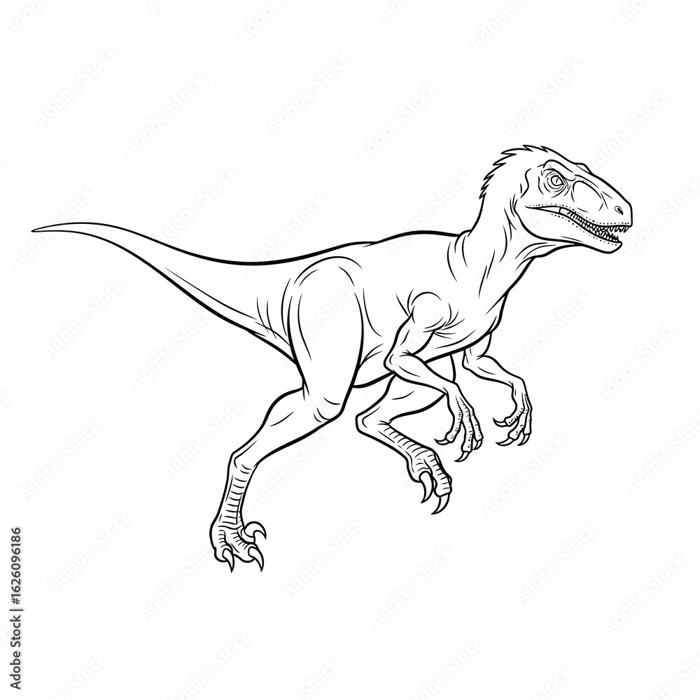 Obraz premium Raptor Dinosaur Line Art Illustration