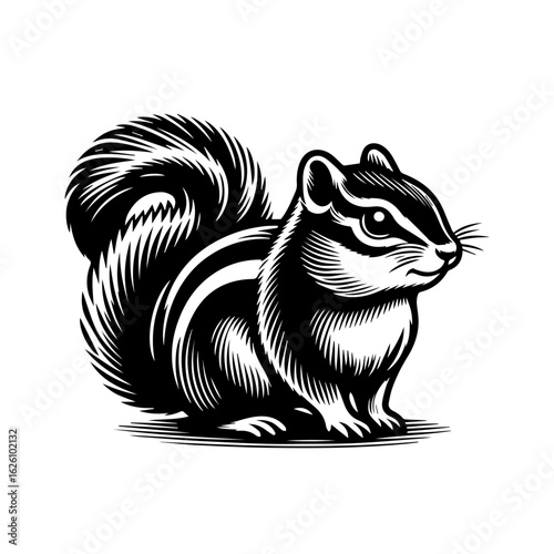 Wallpaper Mural Stylized Black and White Chipmunk Illustration. Torontodigital.ca