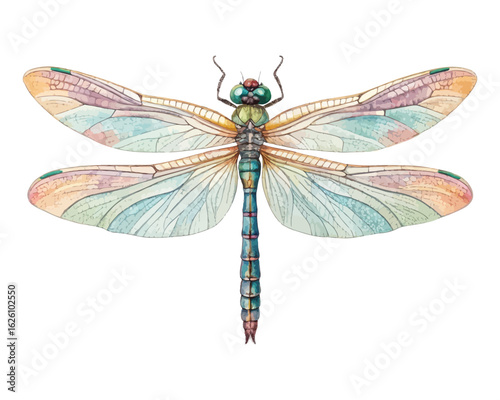 watercolor dragonfly vector illustration isolated on white background