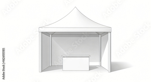Isolated White Event Tent with Counter