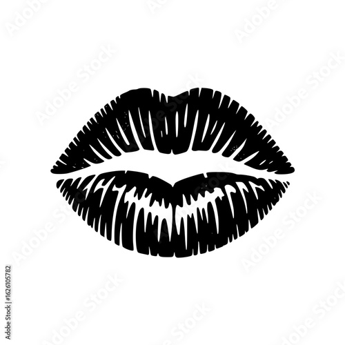 Black Lip Print Silhouette Kiss Mark Vector PNG Design