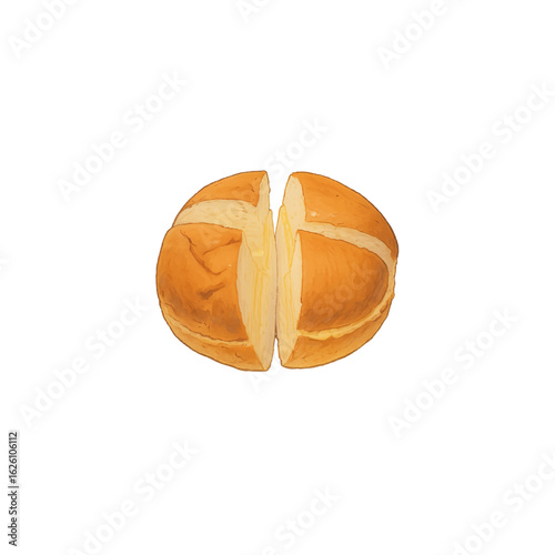 Bun maska/ bun with butter spread, cut in four pieces- Watercolour Art