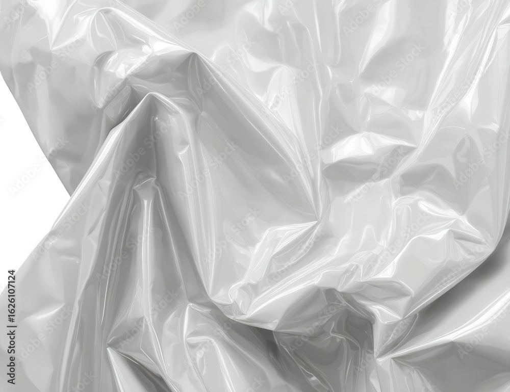 Fototapeta premium White, glossy fabric drapes in folds