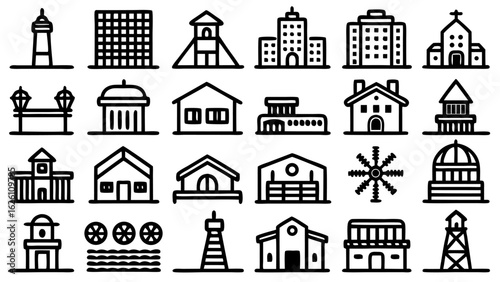 set of landmarks icons