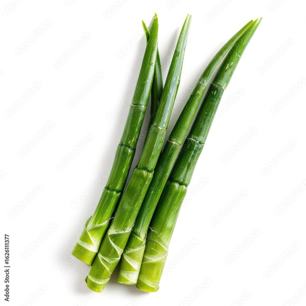 Fototapeta premium Fresh bamboo shoots, bright green, close-up