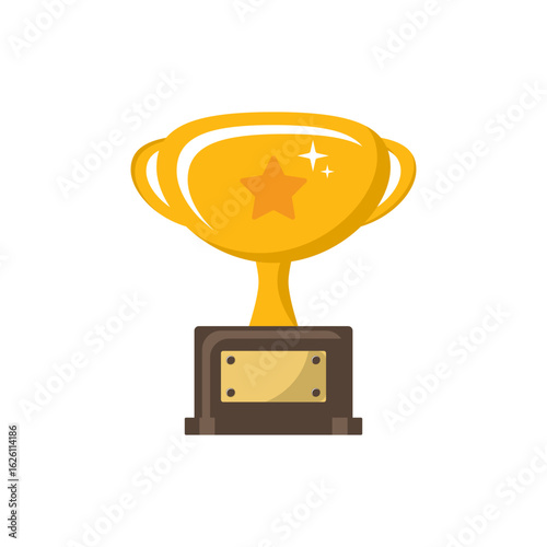 Winner's gold trophy icon. Trophy Cup Vector Flat Icon on white background