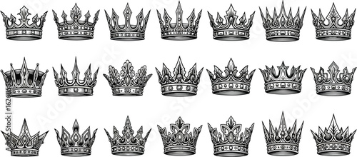 Royal crowns, vintage style, monarchy and power