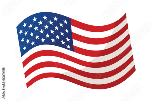 Iconic flag of the united states of america, waving proudly, a symbol of freedom and democracy, isolated on a white background