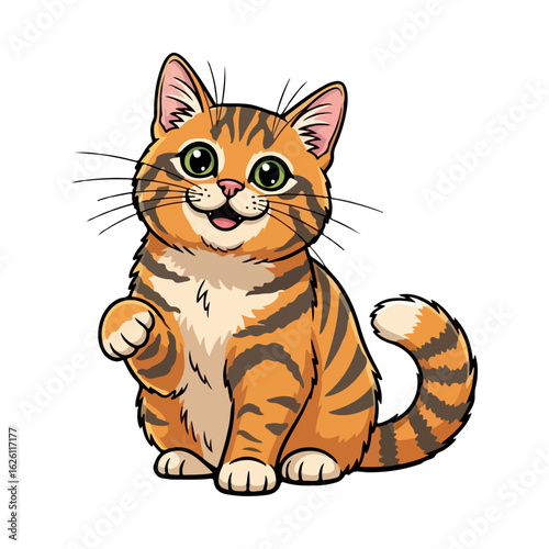 Playful Sitting Cat Vector Illustration with Happy Expression