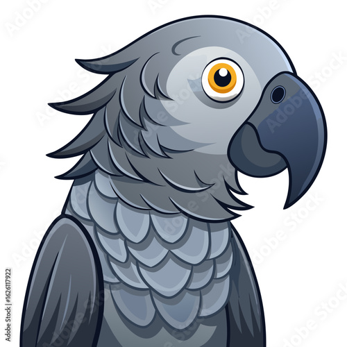 black and white cartoon parrot