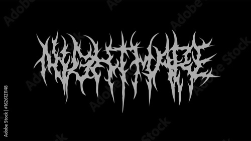 Nightmare typography vector in tribal striking and intense dark death metal lettering style. for t-shirt print apparel, sticker, poster, logo and more