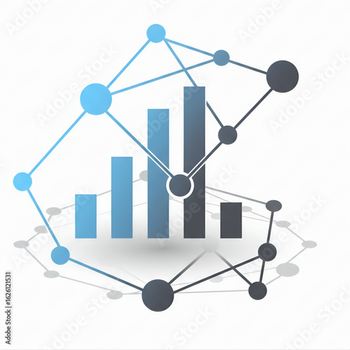 Wallpaper Mural Vector bar chart with data network nodes and connectivity pattern Torontodigital.ca
