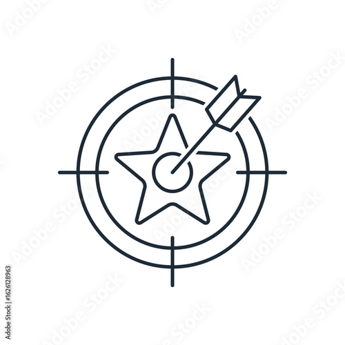 Priority goal, task. Execution. Vector linear icon isolated on white background.