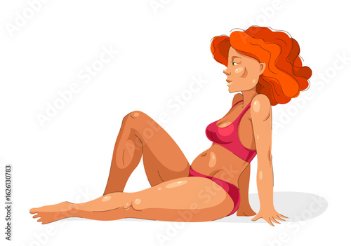 Pretty sexy woman isolated on white wearing bikini, posing attractive adorable gorgeous girl.
