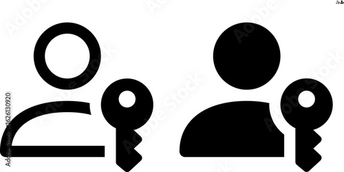 Vector person with key icon in outline and solid styles for UI and web design, 48px, 10% margin