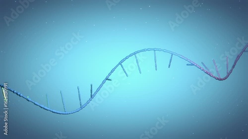 Single-stranded RNA helix transforms into double-stranded DNA, key in genetics research - 3d illustration