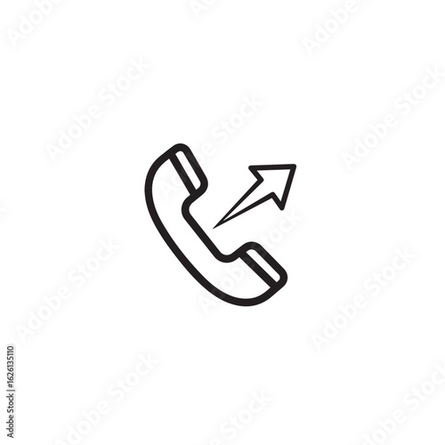 Vector art of telephone receiver with an arrow pointing up, isolated on white background