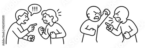 Arguments between two people show frustration and anger in a confrontational setting