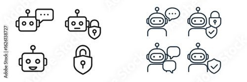 Modern robots engage in secure conversations and exchanges in a digital environment focused on privacy and protection
