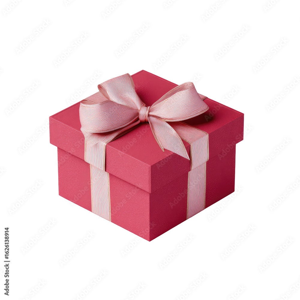 Obraz premium Pink gift box with ribbon bow