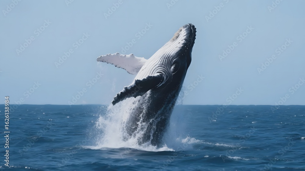 Fototapeta premium Humpback Whale Breaching in the Ocean