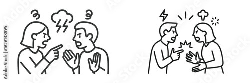 Conflict resolution strategies displayed through expressive gestures and body language in a tense confrontation