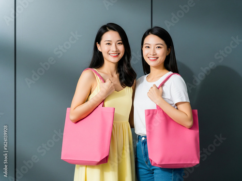 two girls with shopping bags