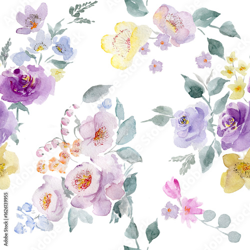 Flowers watercolor,flowers roses bouquet, abstract background.