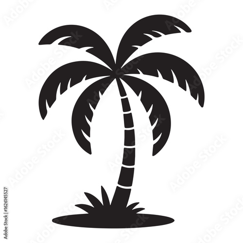 Black silhouette of a tropical palm tree