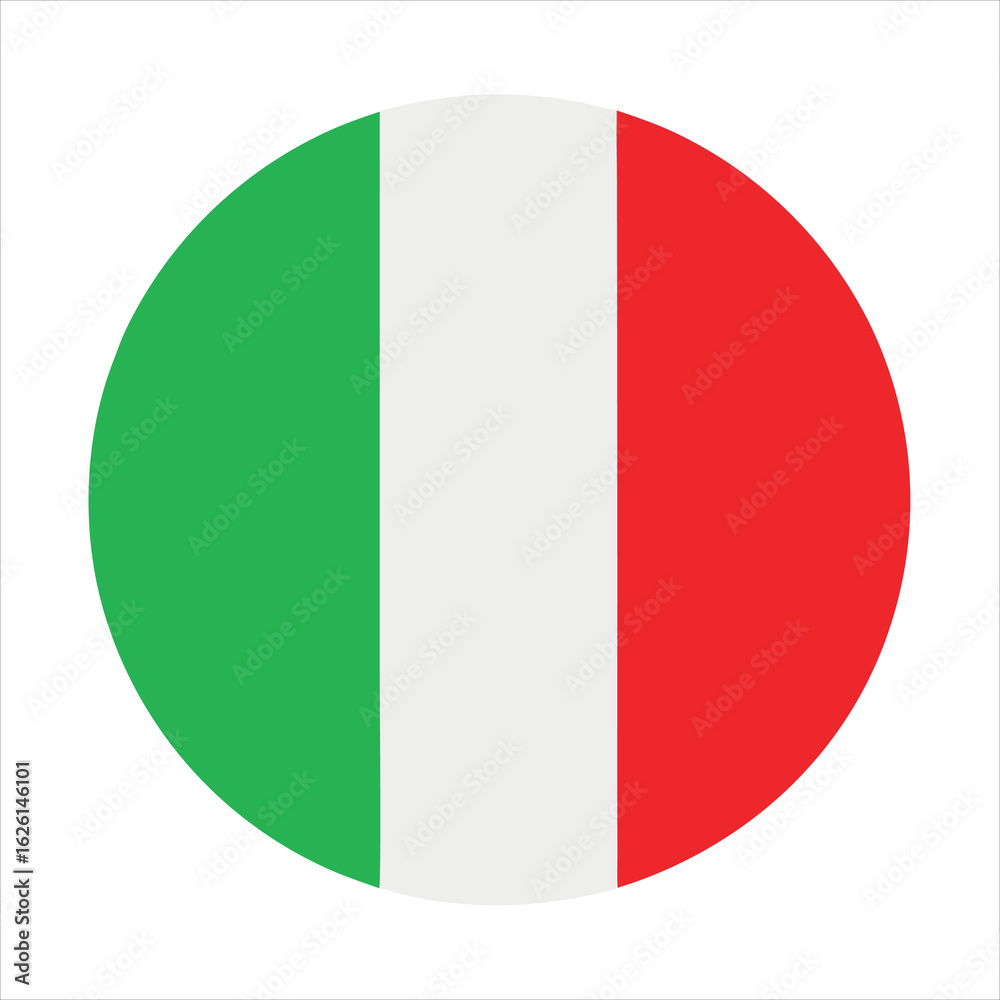 Circular italian flag icon, isolated on white background, symbolizing italys national colors and identity Circular italian flag icon, isolated on white background, symbolizing italys national colors and identity