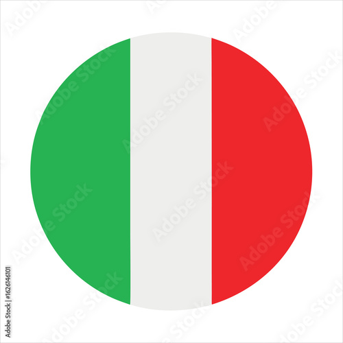Circular italian flag icon, isolated on white background, symbolizing italys national colors and identity