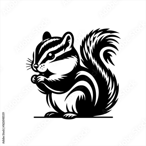 Cute Black and White Chipmunk Vector Illustration.