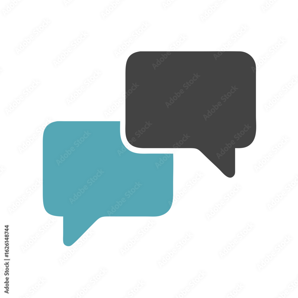 Two speech bubbles silhouette isolated on white background Two speech bubbles silhouette isolated on white background