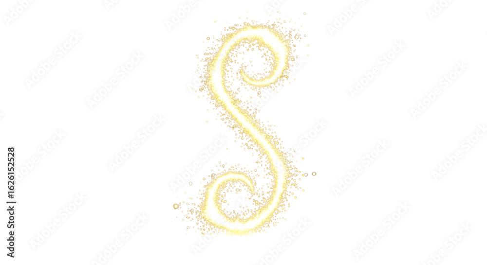 Obraz premium Golden sparkle swirl shape isolated on transparent background