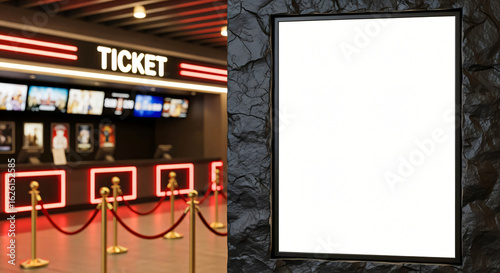 Movie Theater Ticket Counter & Blank Poster Frame