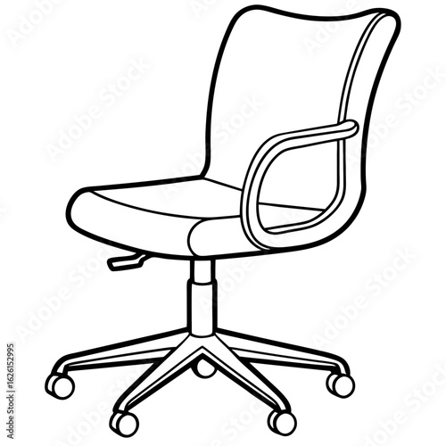 Ergonomic Swivel Chair Line Art Vector