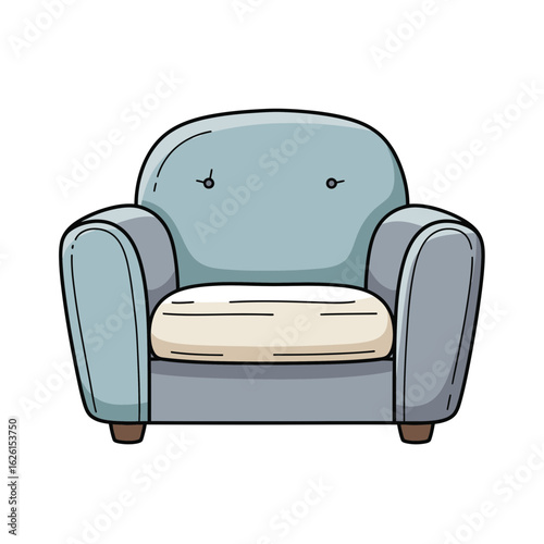 Comfortable blue armchair with soft cushion in modern style  