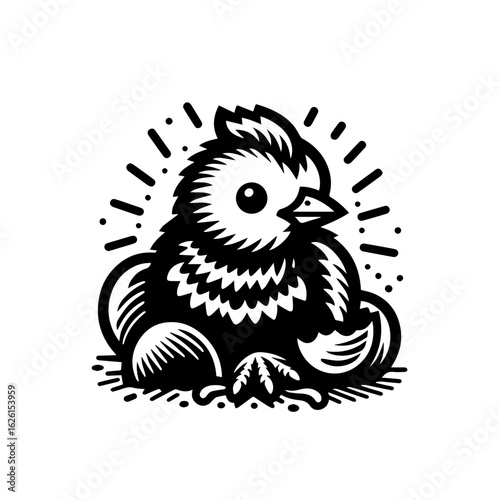 Adorable Baby Bird Sitting in Nest.