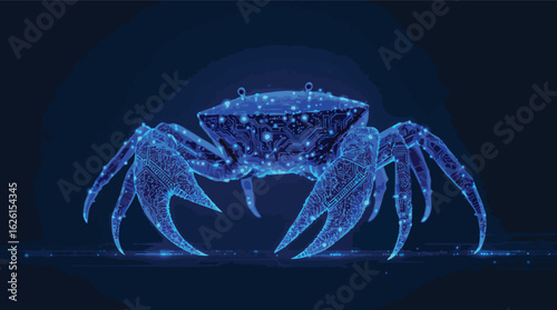 Digital crab art depicting technology innovation and artificial intelligence concept.