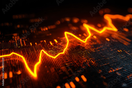 Wallpaper Mural Dynamic digital stock market data visualization with glowing line chart Torontodigital.ca