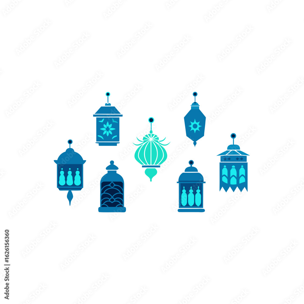 Fototapeta premium different ocean etched lantern set