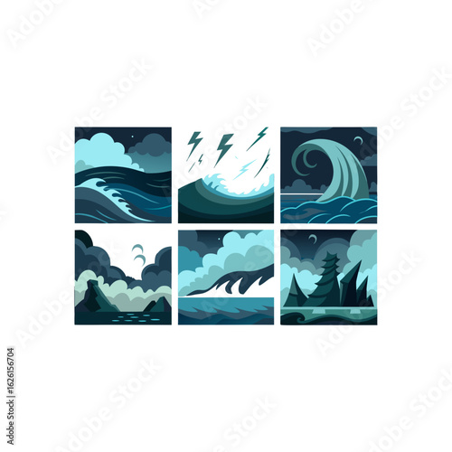 different stormy dark sea atmosphere se